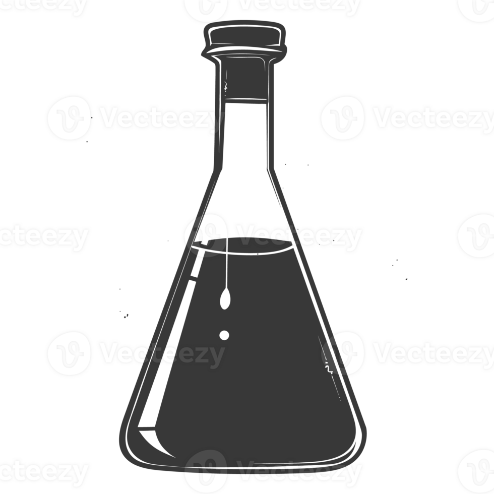 silueta erlenmeyer matraz tubo laboratorio cristalería negro color solamente png