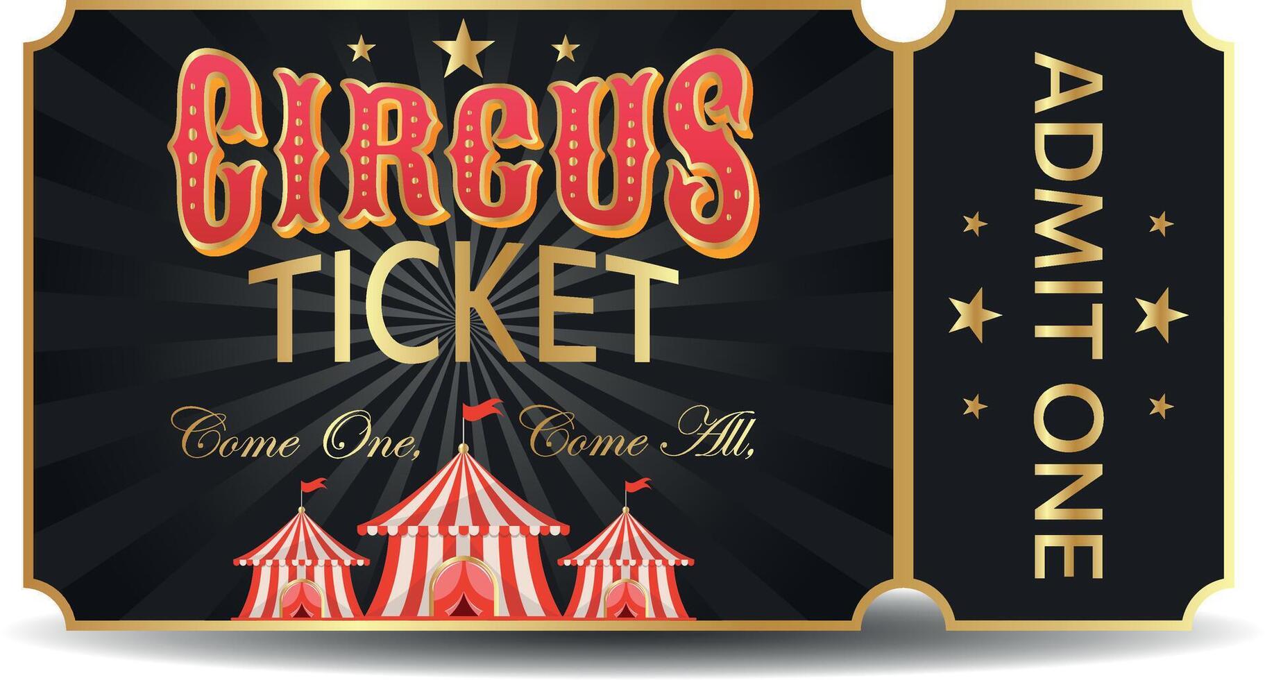 admit one circus black and gold ticket vector