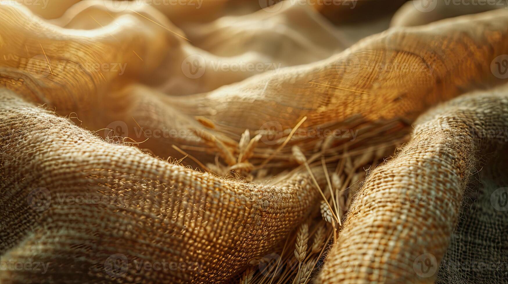 Close-Up Linen Fabric, Detailed Fiber Texture photo