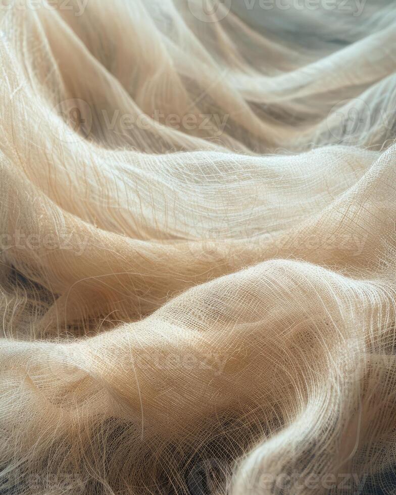 Close-Up Linen Fabric, Detailed Fiber Texture photo