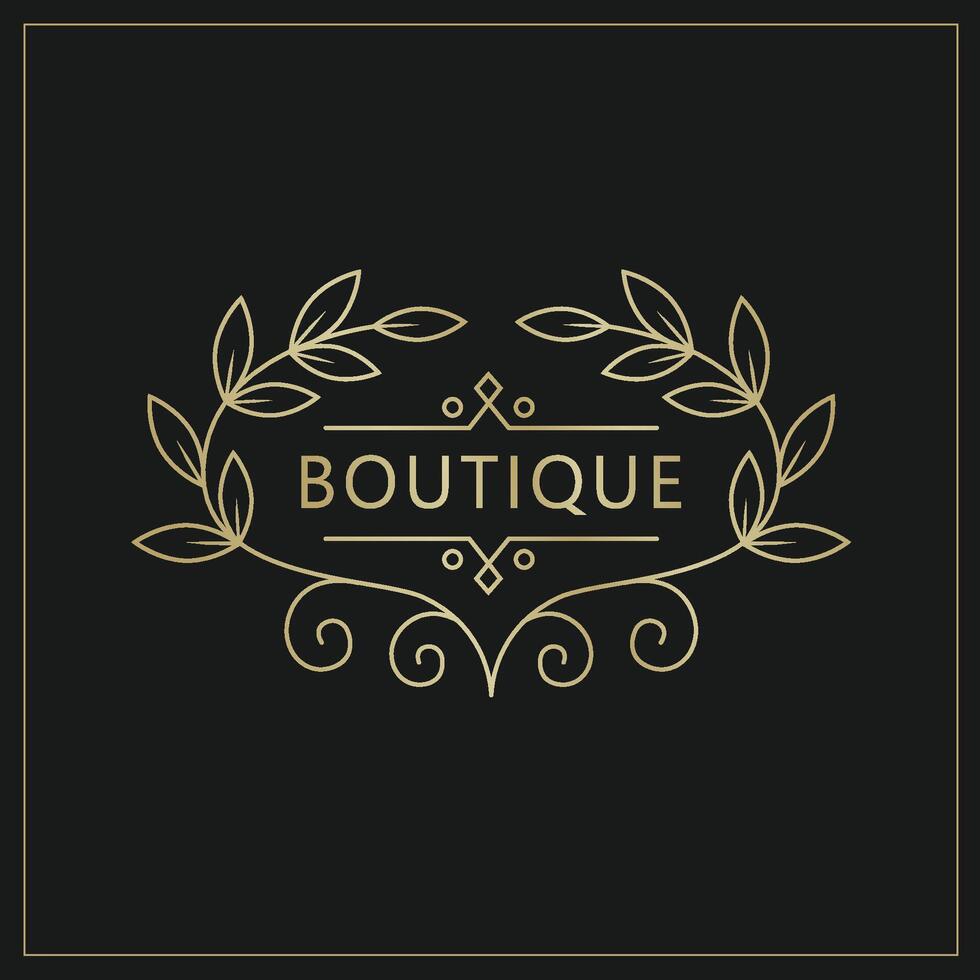 elegante logo para un boutique en contorno estilo vector