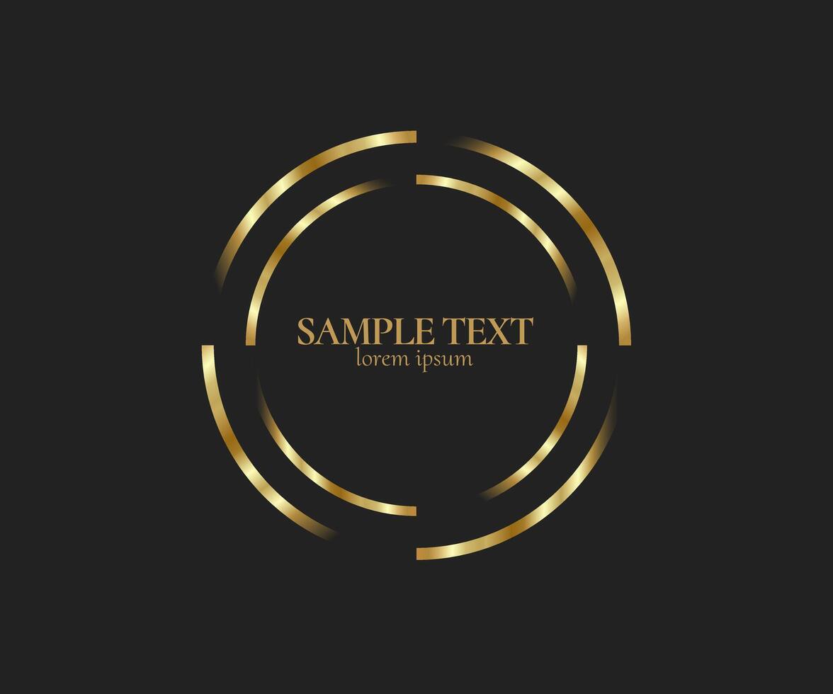 Abstract golden lines in circle form, Design element, Geometric shape with luxury style, Striped border frame for image, Technology round Logo, Spiral Illustration vector