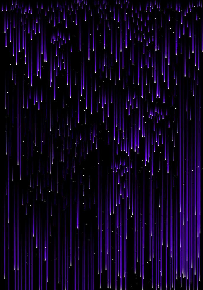 Abstract falling purple neon meteor rain drops background vector