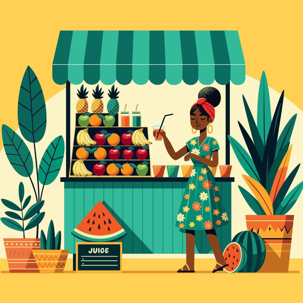 Juice Stand Flat Design vector