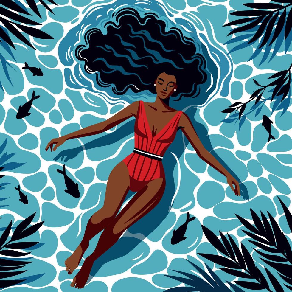 Woman Floating in Water vector