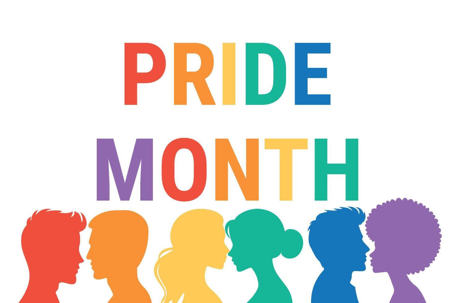 LGBTQ PRIDE MONTH. illustration. Silhouettes of people vector