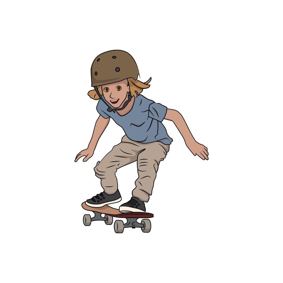 Young skteboarder illustration design in white background vector