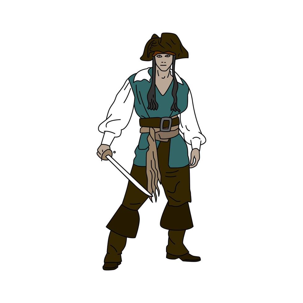 Pirate illustration design isolated in white background vector