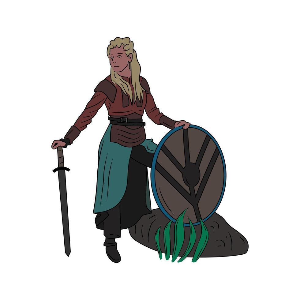 Viking illustration design in white background Free vector