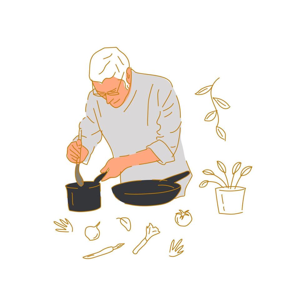 Chef hand drawn illustration design in white background vector
