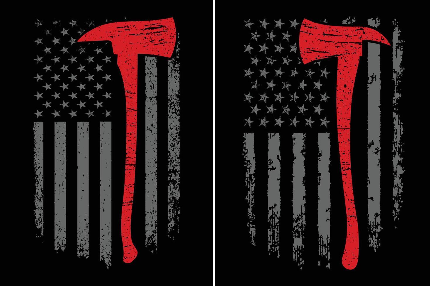 Fire Fighter Axe With American Grunge Flag vector