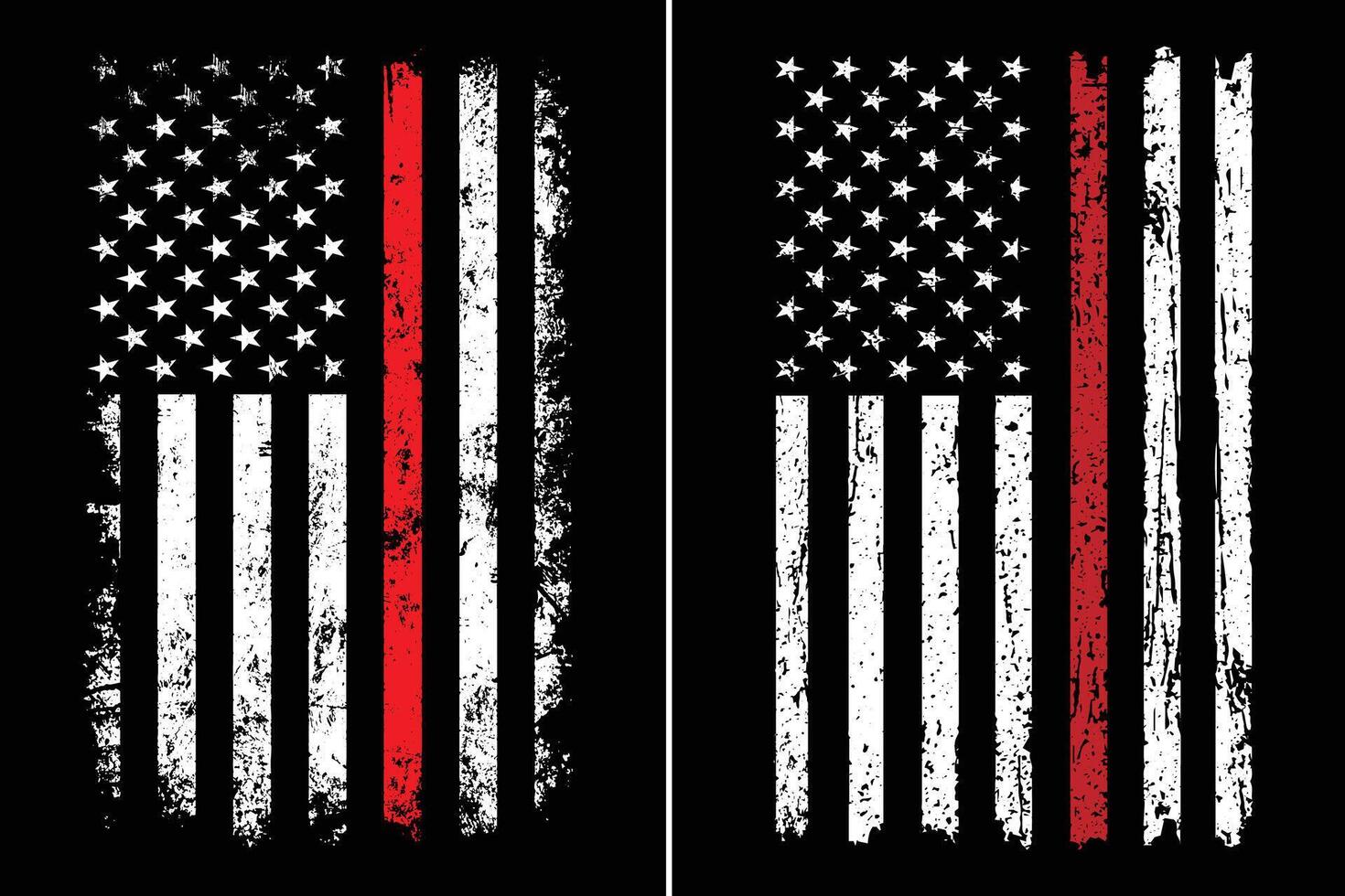 Thin Red Line Firefighter Flag. vector