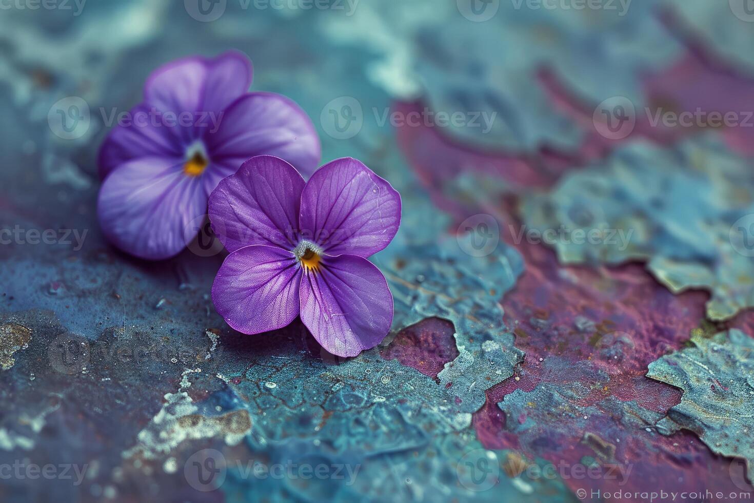 Tiny Purple Floor Flowers Close-Up photo