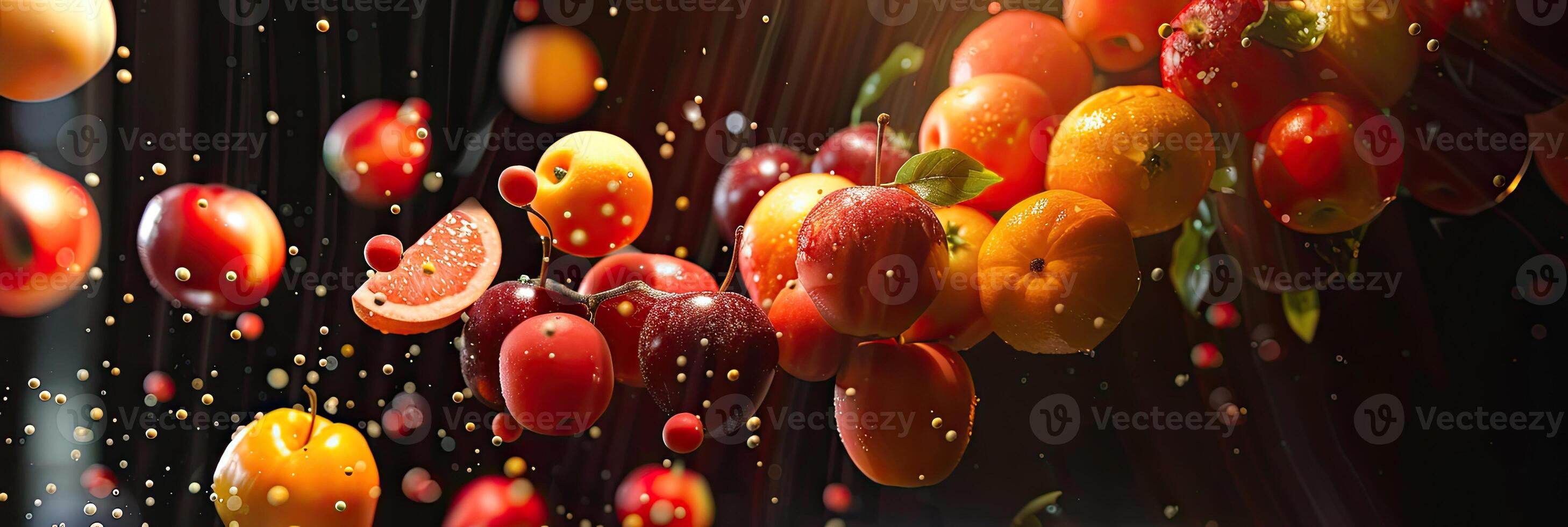 Studio-Lit Falling Fruit Banner photo