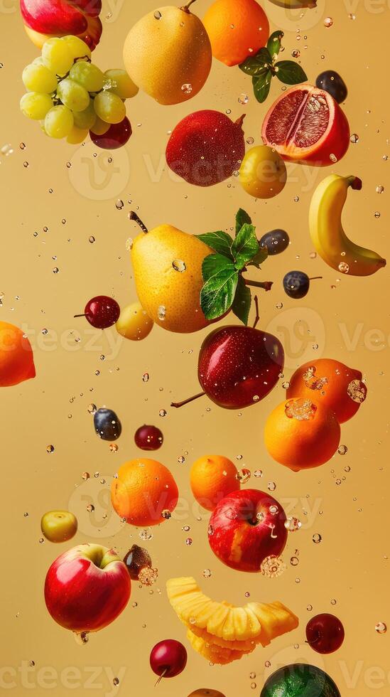 iluminado por estudio que cae Fruta bandera foto