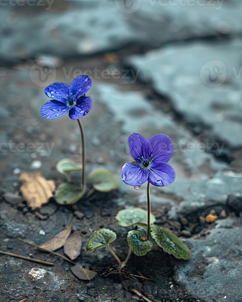 Tiny Purple Floor Flowers Close-Up photo