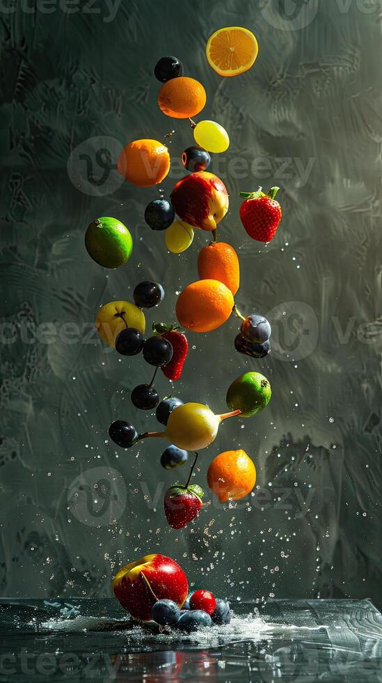 Studio-Lit Falling Fruit Banner photo