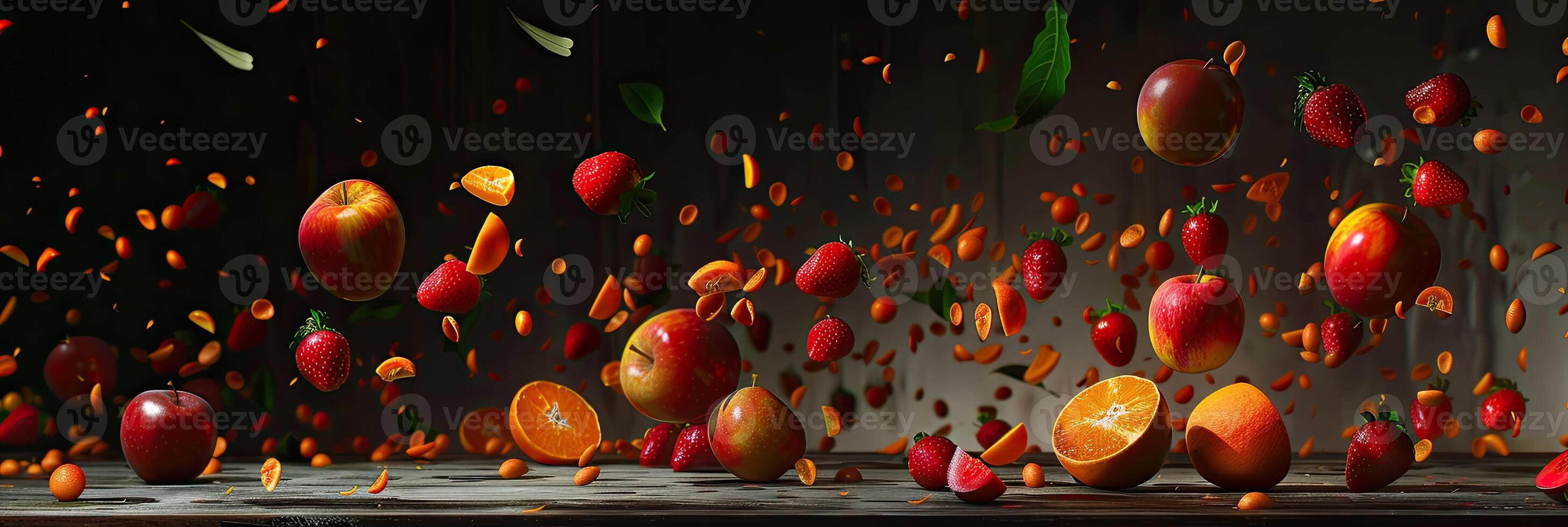 Studio-Lit Falling Fruit Banner photo