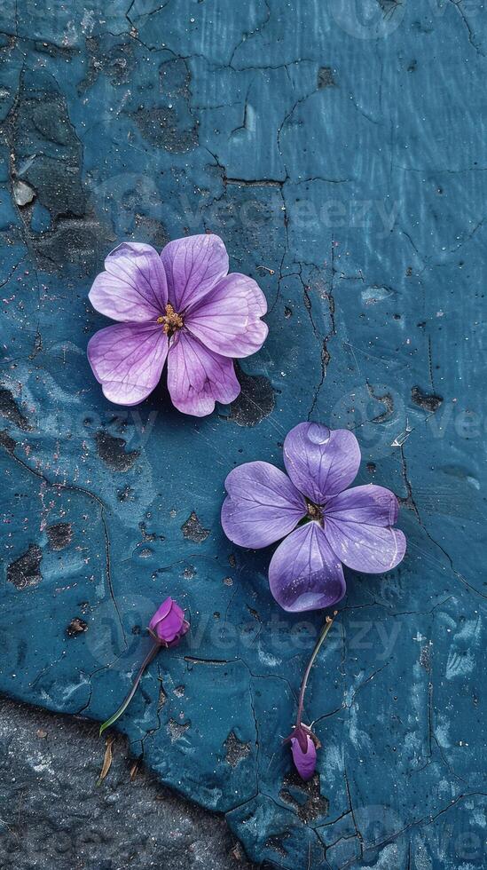 Tiny Purple Floor Flowers Close-Up photo