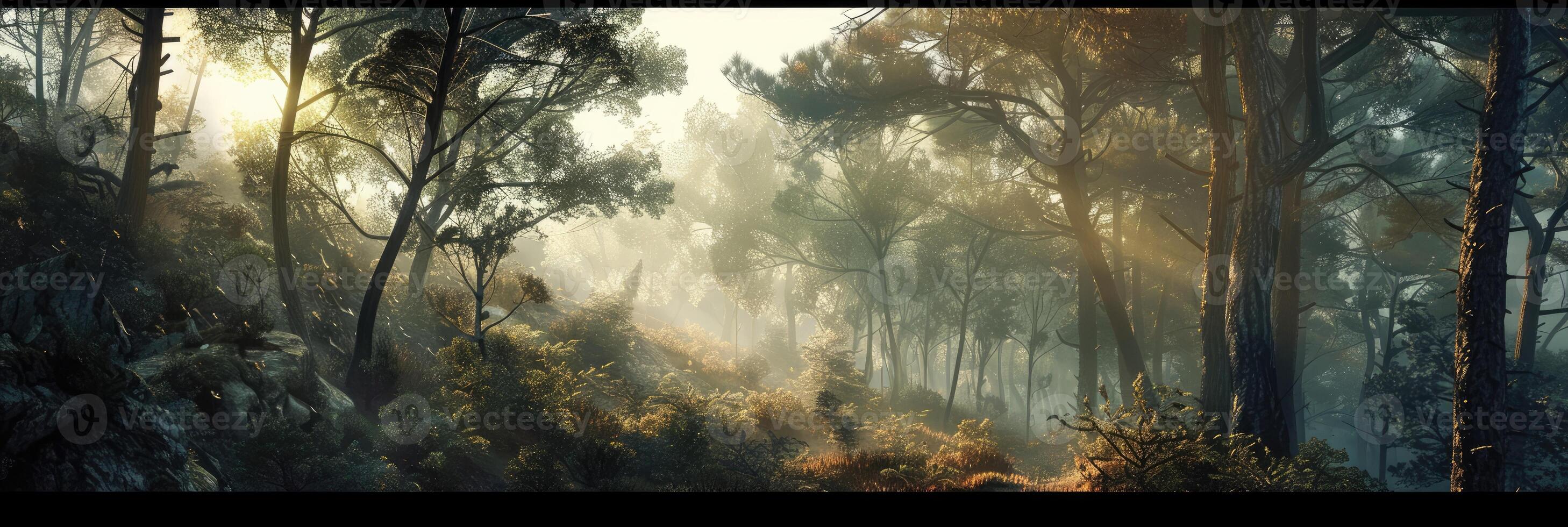 brumoso montaña Mañana paisaje foto