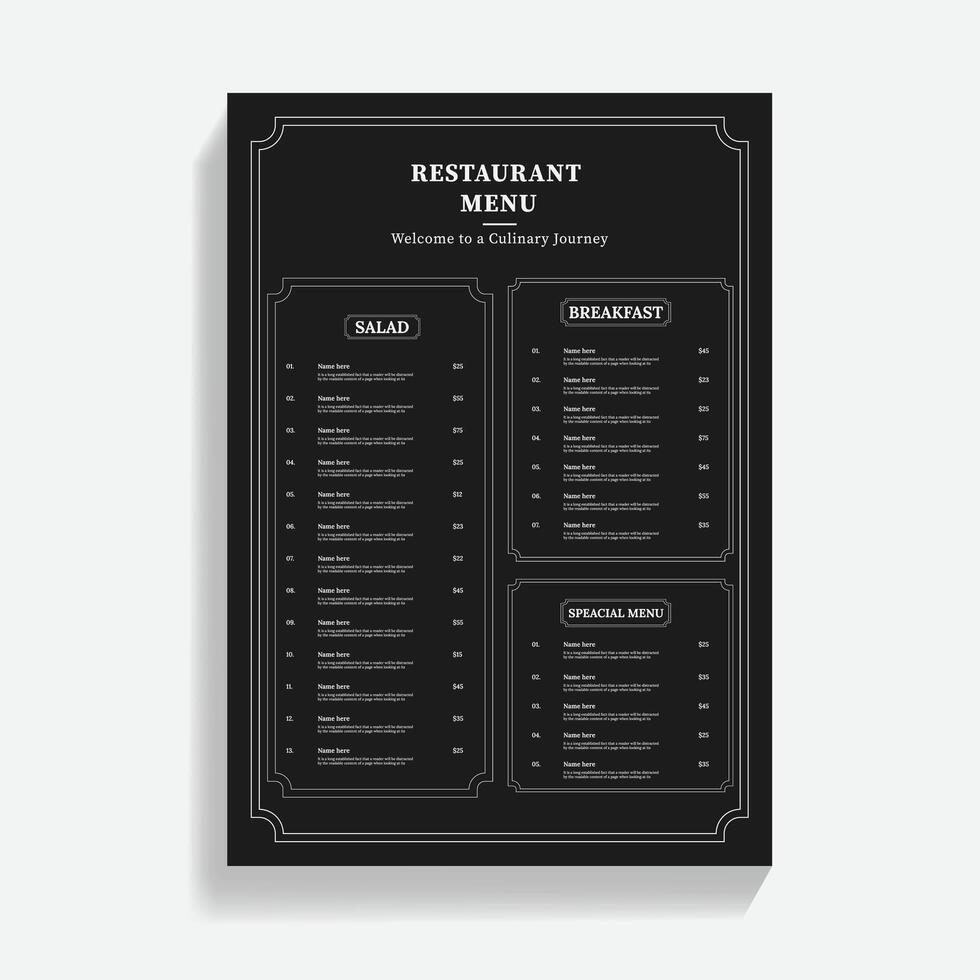 Restaurant food menu design Template vector