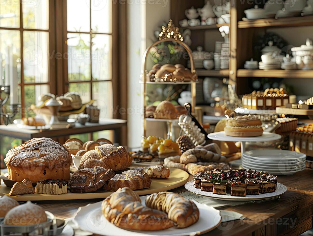 Luxury Bakery on Elegant Dining Table photo