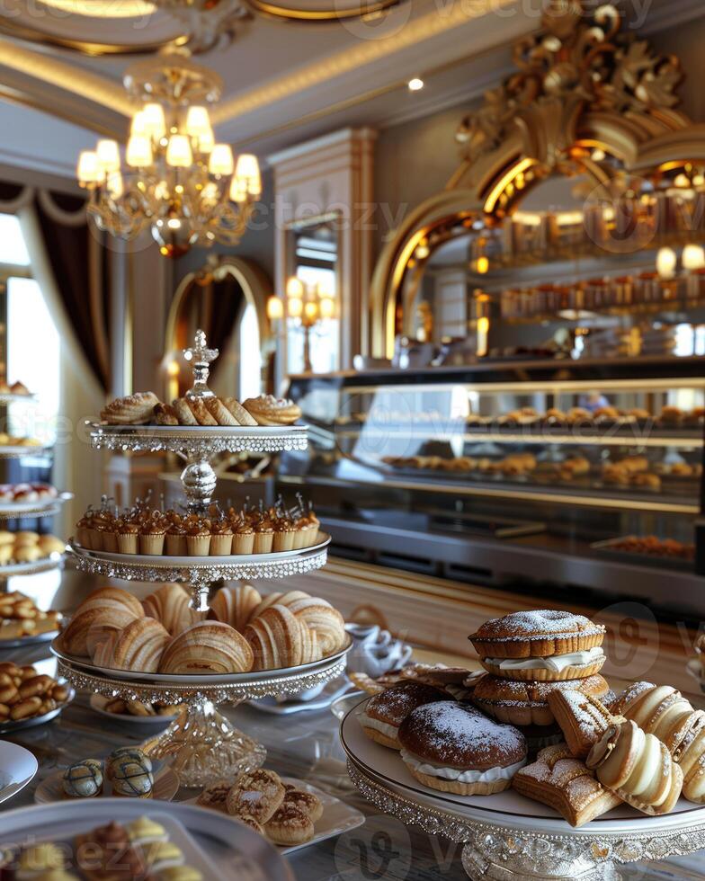 Luxury Bakery on Elegant Dining Table photo