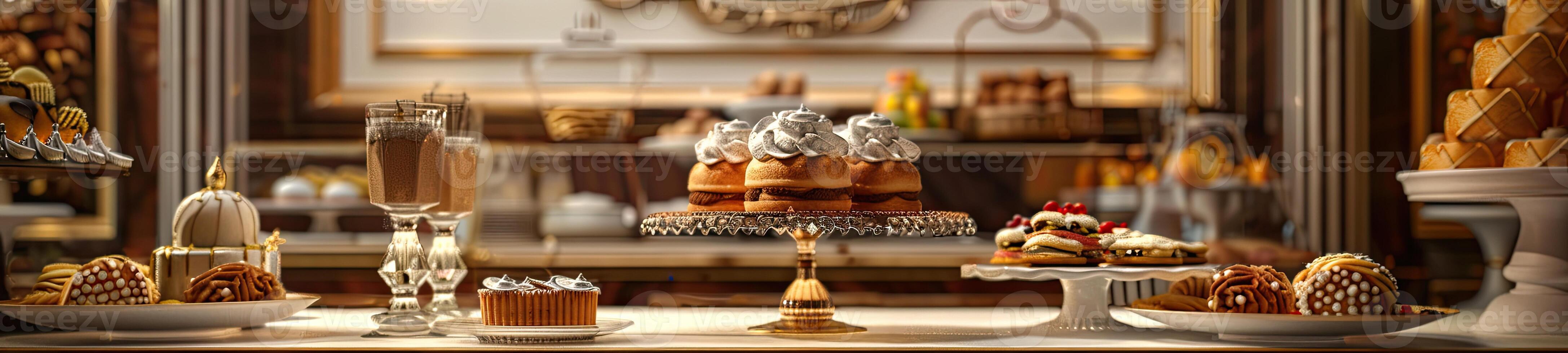 Luxury Bakery on Elegant Dining Table photo