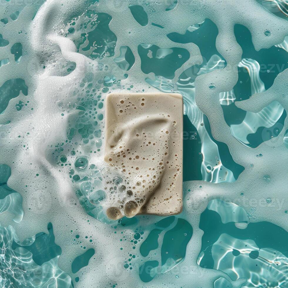 Floating Exfoliating Soap Bar in the Sea photo