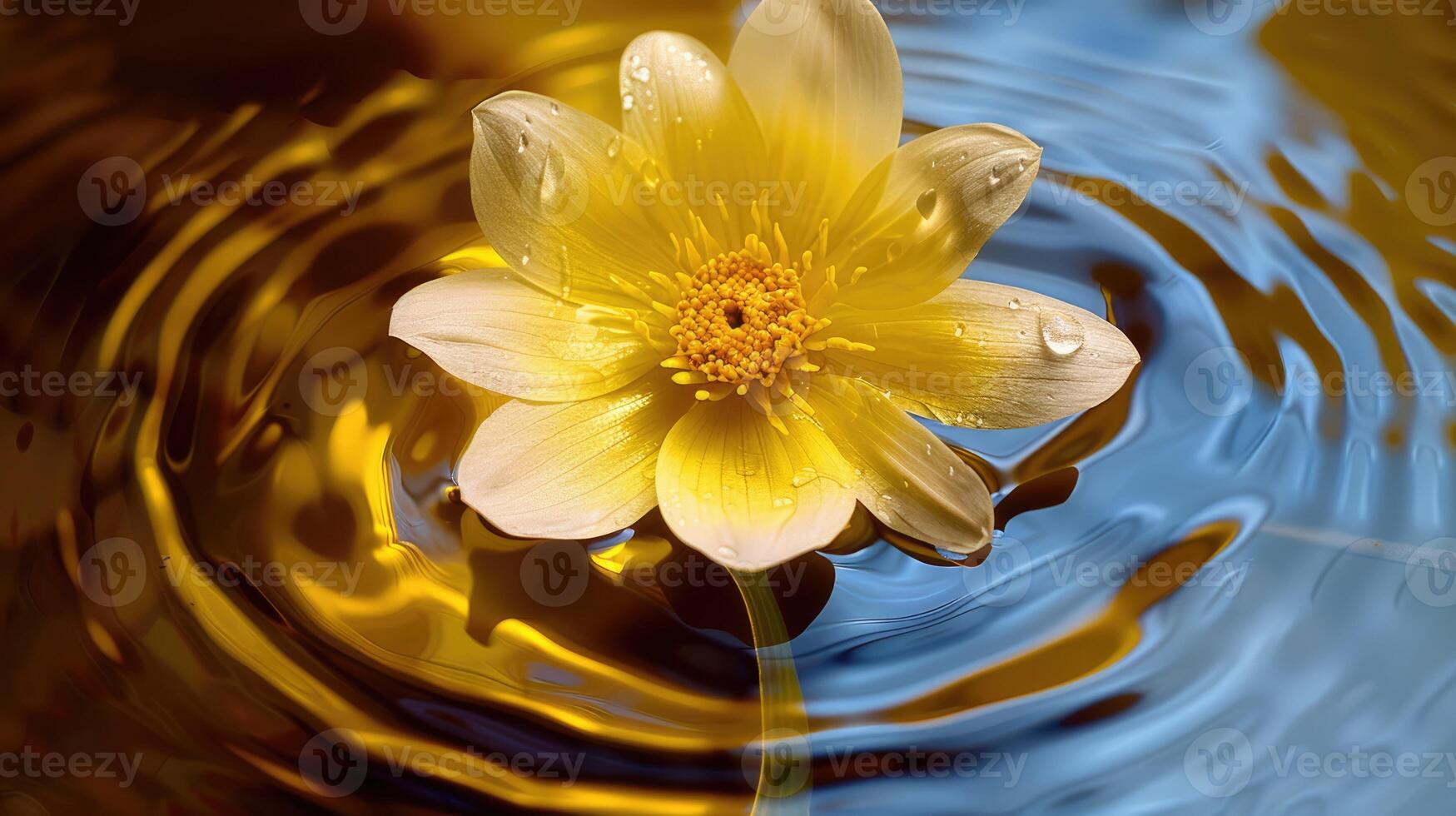 flotante flor con amarillo pétalos foto