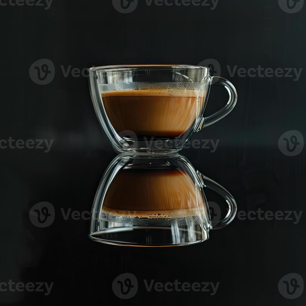 Coffee in Glass Cup on Wet Surface photo