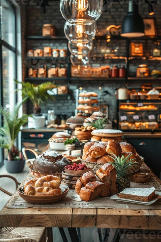 Luxury Bakery on Elegant Dining Table photo