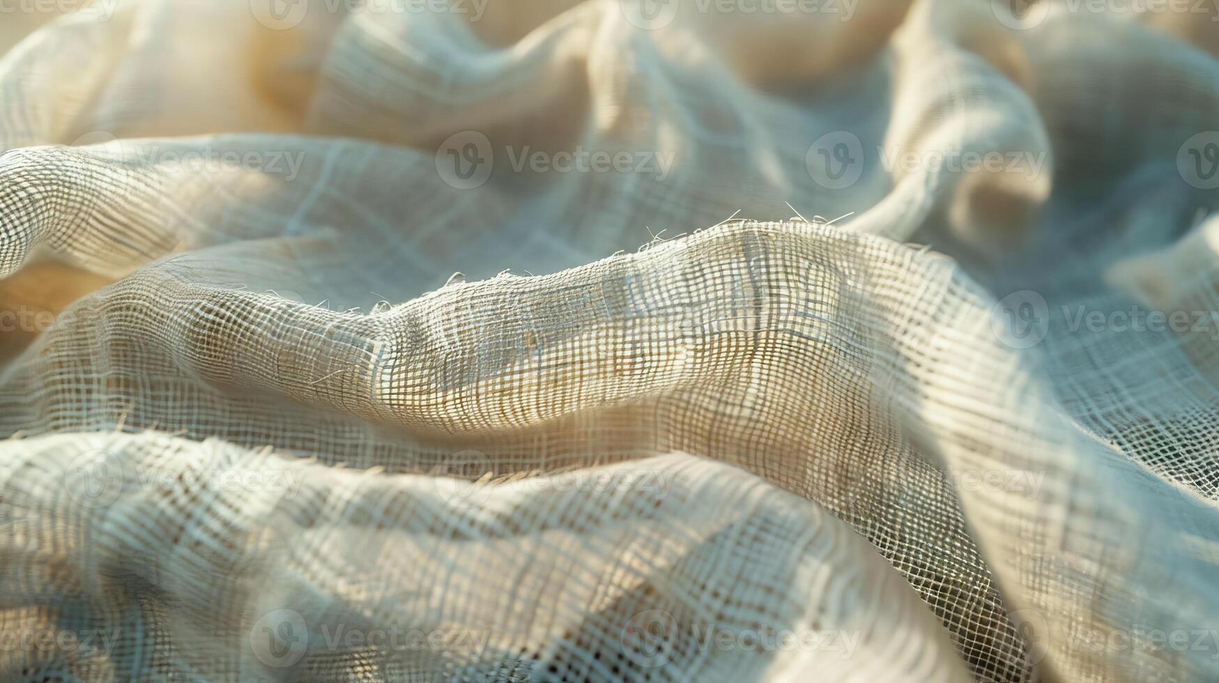 Close-Up Linen Fabric, Detailed Fiber Texture photo