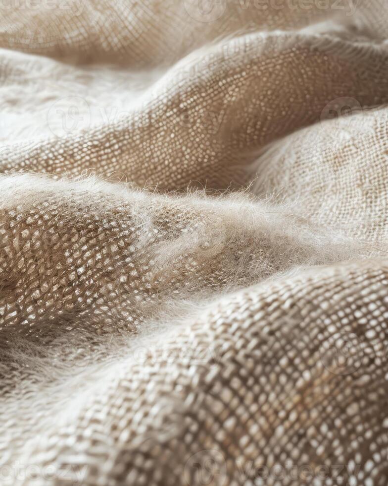 Close-Up Linen Fabric, Detailed Fiber Texture photo