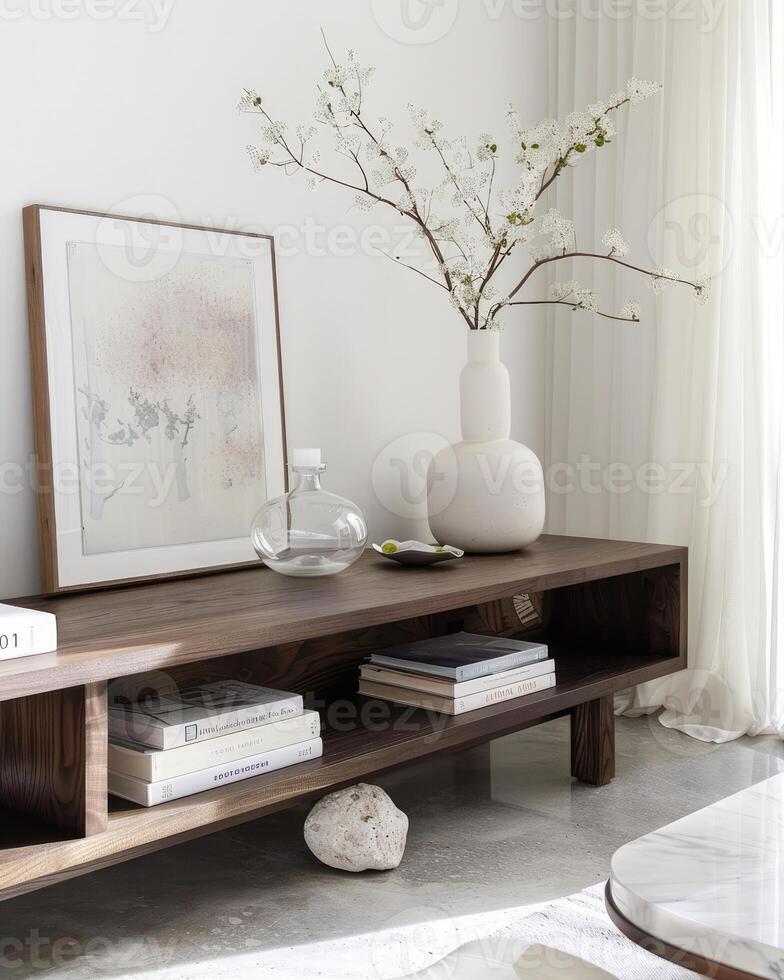 Sleek Smoked Oak Media Console for Modern Living Spaces photo