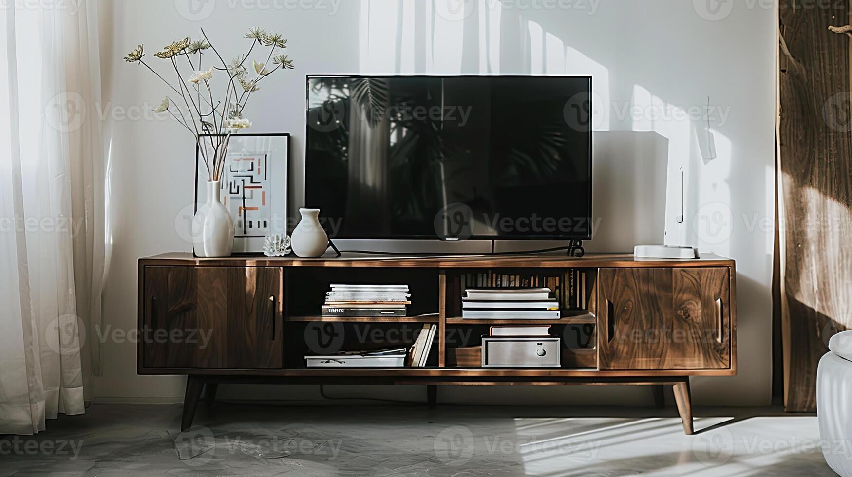 Sleek Smoked Oak Media Console for Modern Living Spaces photo