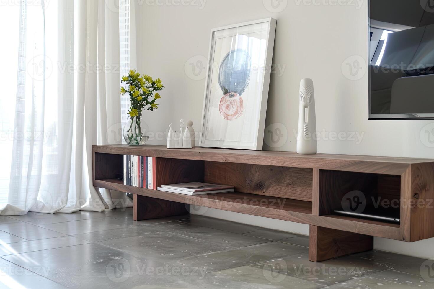 Sleek Smoked Oak Media Console for Modern Living Spaces photo