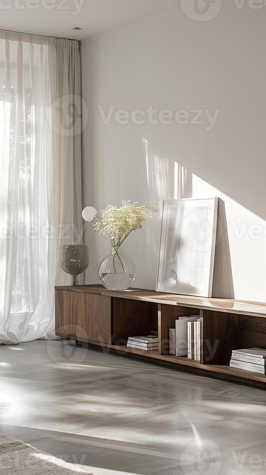 Sleek Smoked Oak Media Console for Modern Living Spaces photo