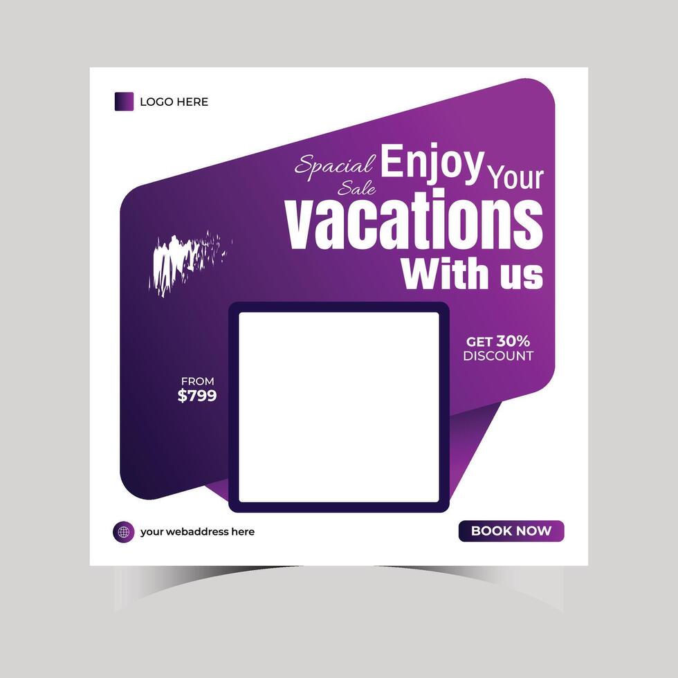 Travel and tour vacation social media post vector