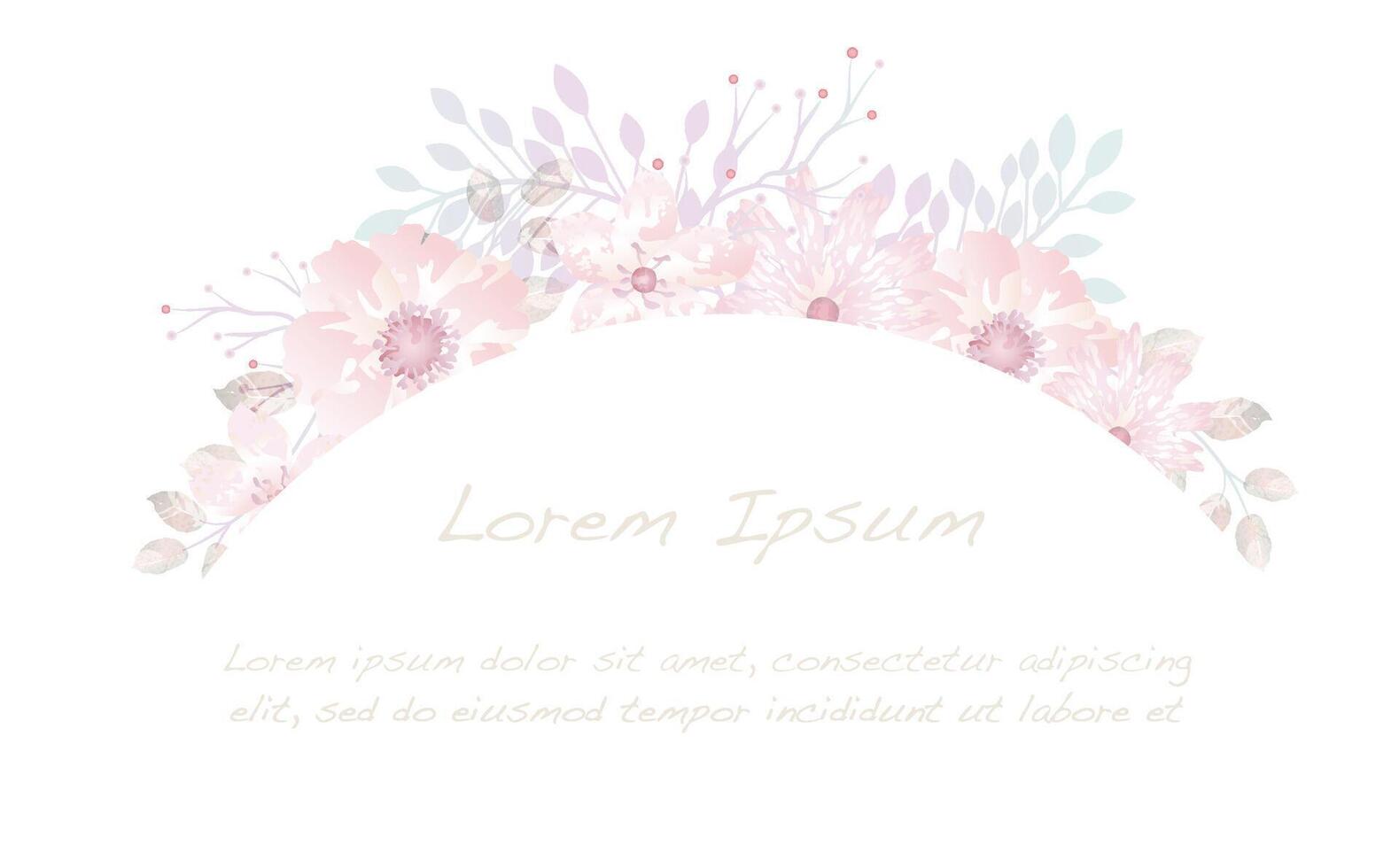 Watercolor Floral Arch Background With Text Space Isolated On A White Background. vector