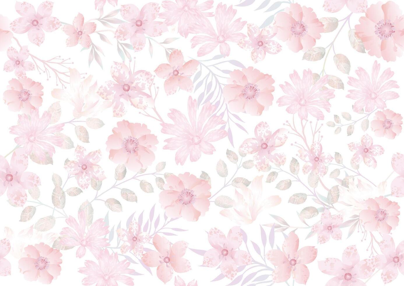 Watercolor Seamless Floral Pattern Illustration. Horizontally And
