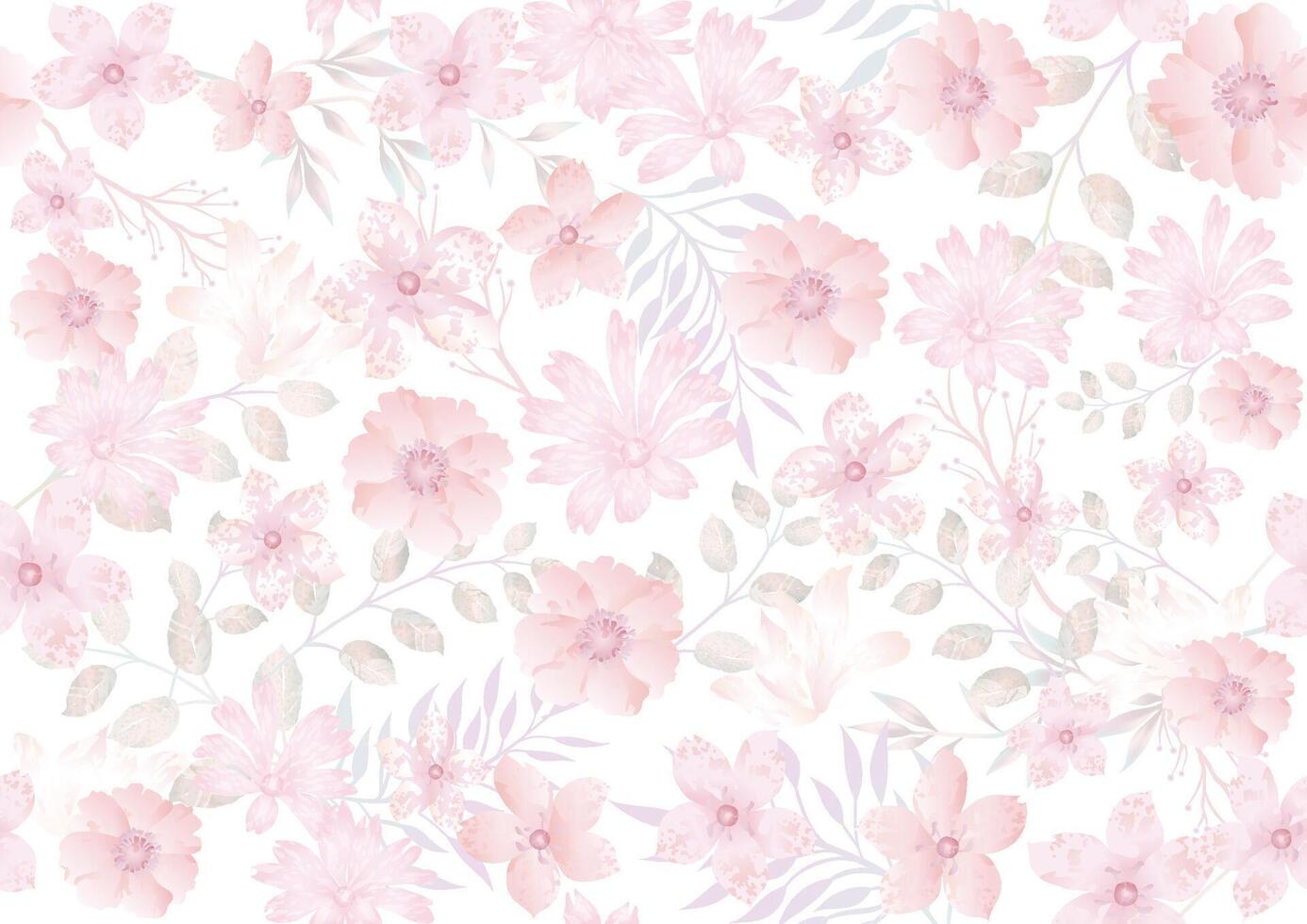 Watercolor Seamless Floral Pattern Illustration. Horizontally And Vertically Repeatable. vector