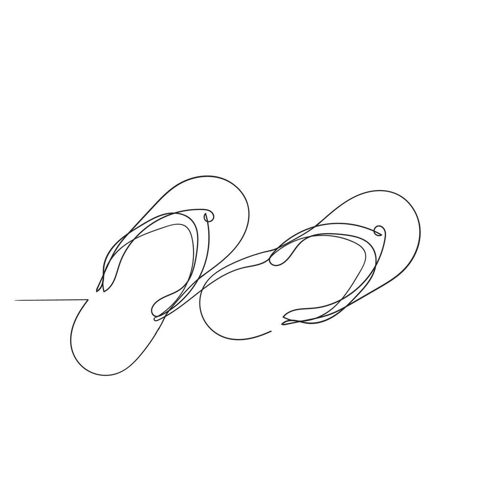 continuous line drawing flip flop illustration vector