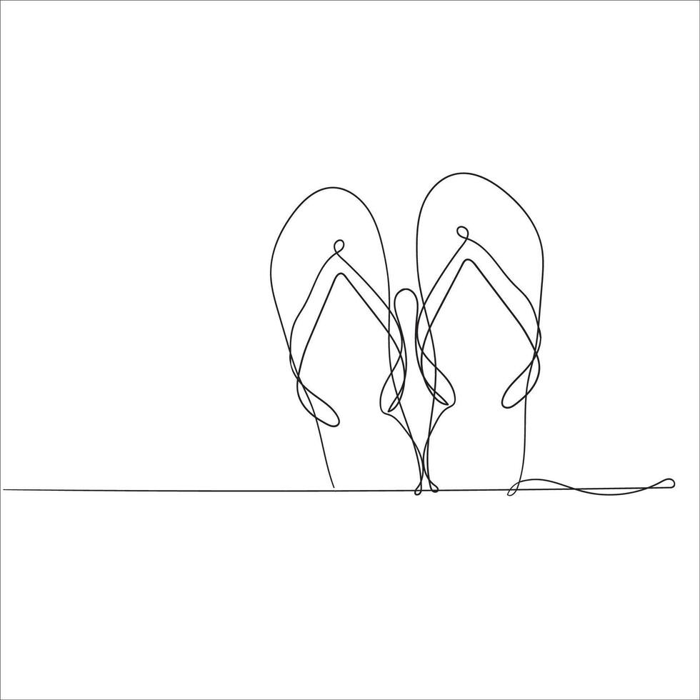 continuous line drawing flip flop illustration vector