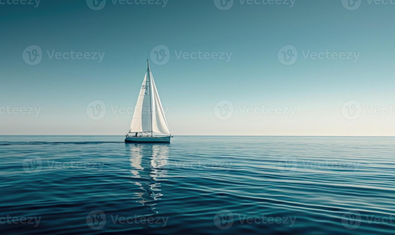 A sailboat gliding across the calm waters of the ocean photo