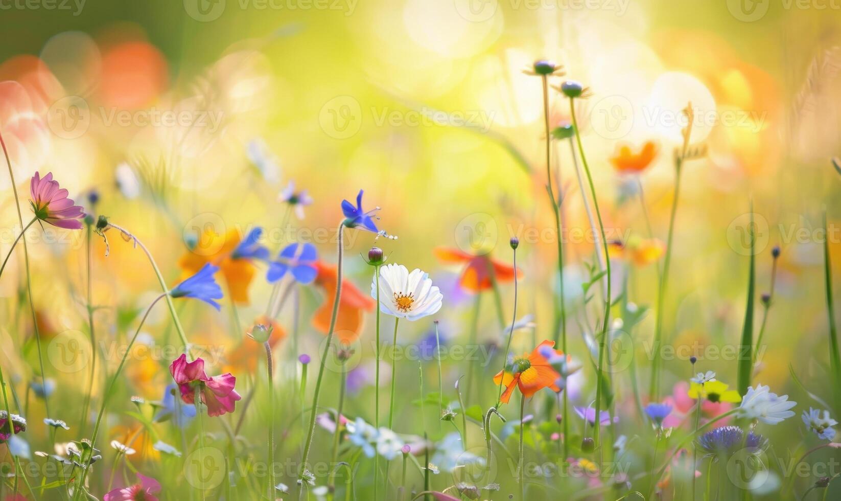 Closeup view of colorful wildflowers, soft focus photo