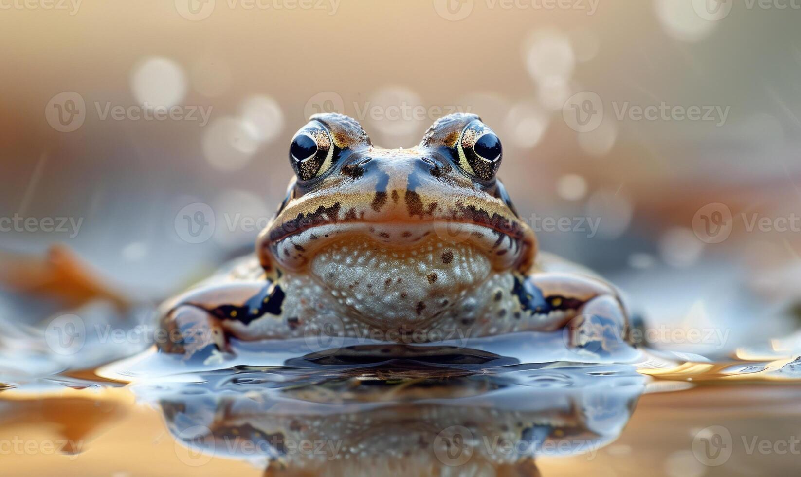 Macro portrait of a Rana arvalis with selective focus photo