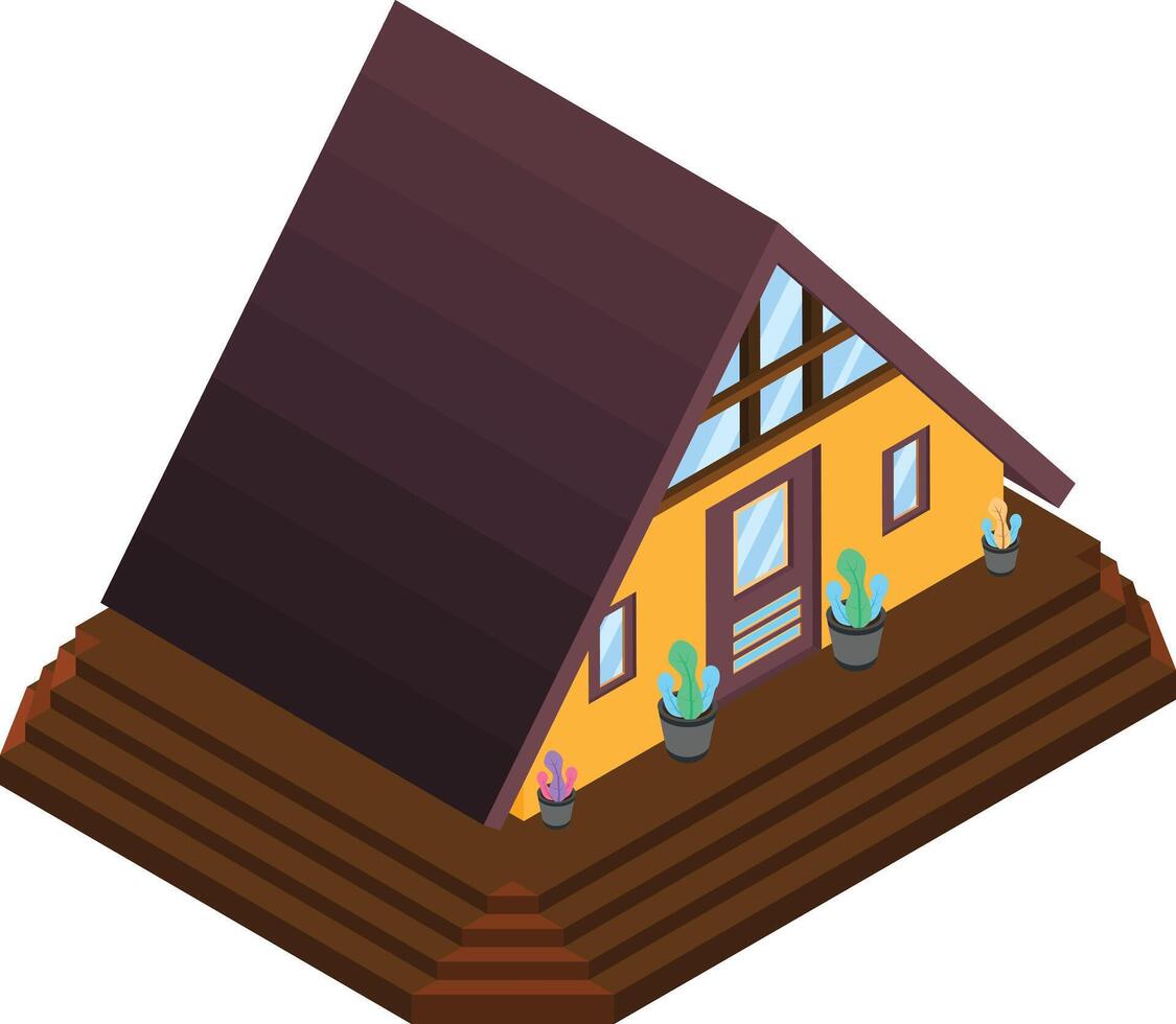 Isometric House with Stairs vector