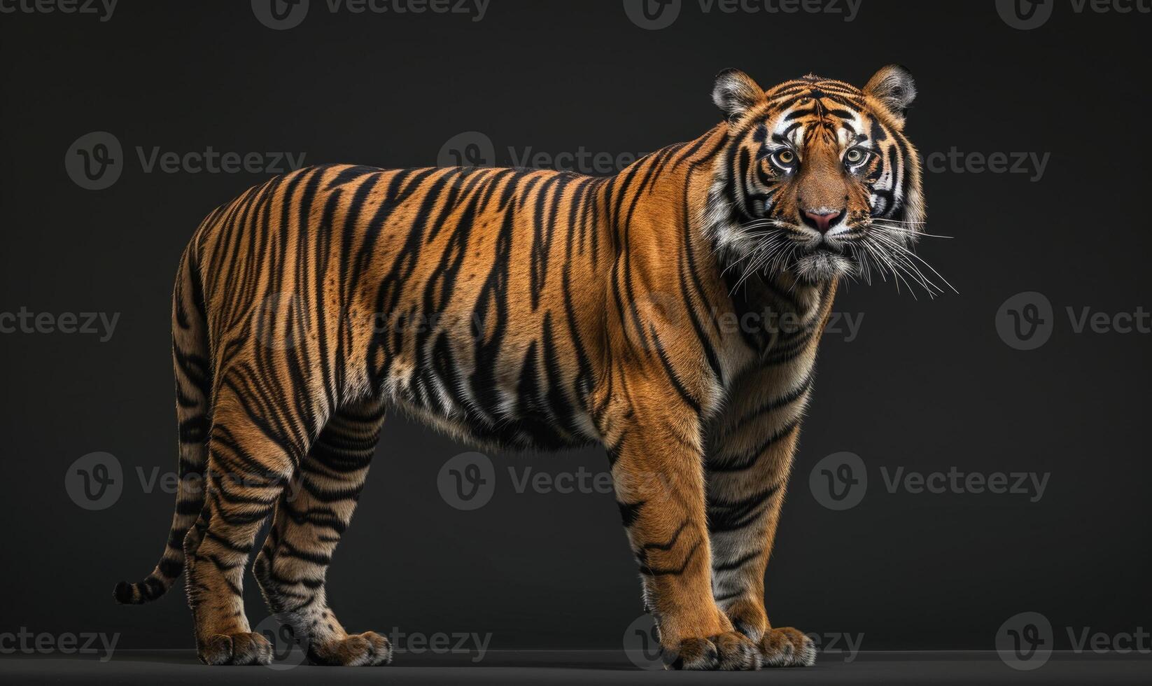 A Malayan tiger on black background photo