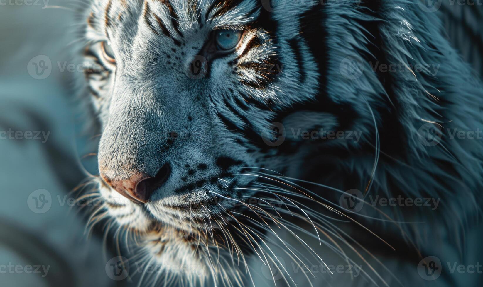 Close-up of a white tiger's face photo